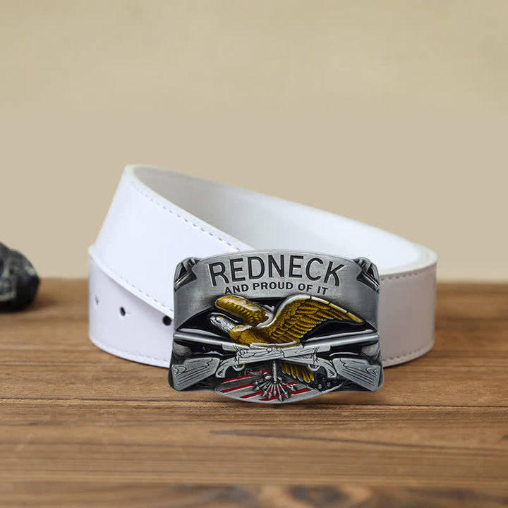 Cinturón de cuero con hebilla de águila esmaltada estilo redneck para hombre, hecho a mano
