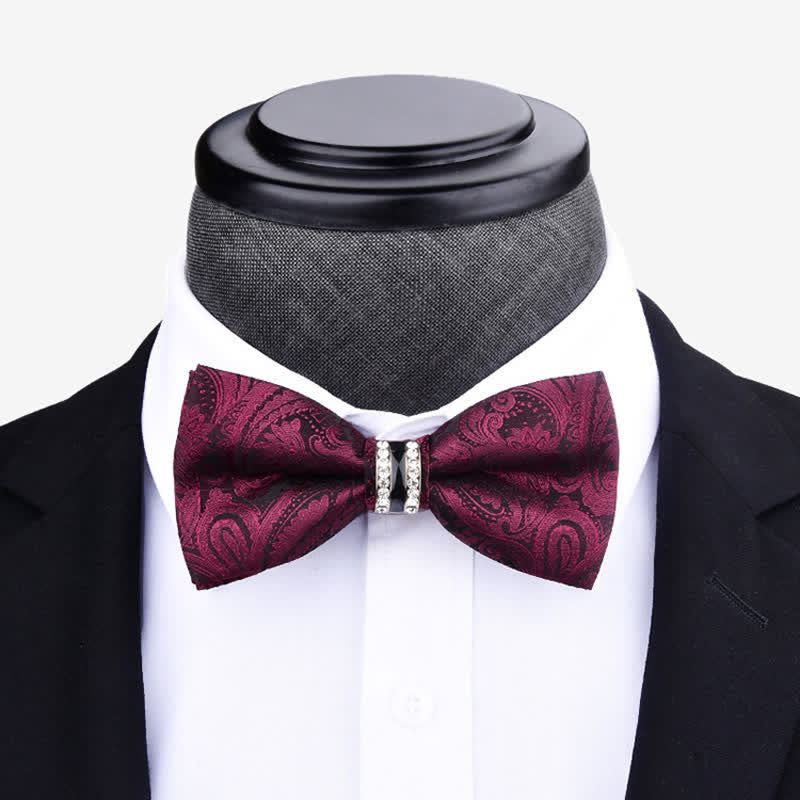 Pajarita con rayas y estampado floral de cachemira para hombre