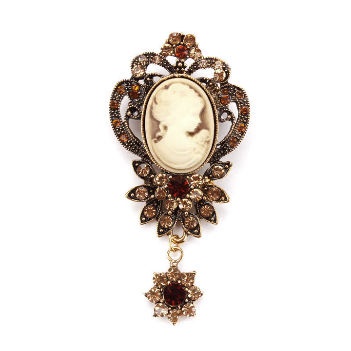 Broche de flores con camafeo antiguo para mujer