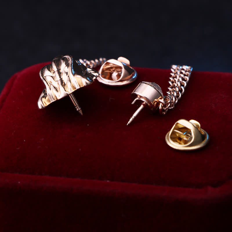 Broche de cadena con el lobo del rey del bosque para hombre