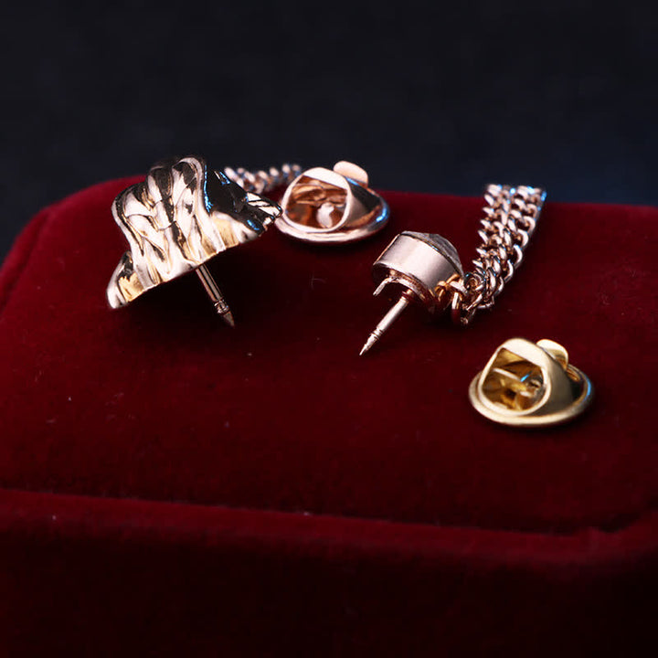 Broche de cadena con el lobo del rey del bosque para hombre