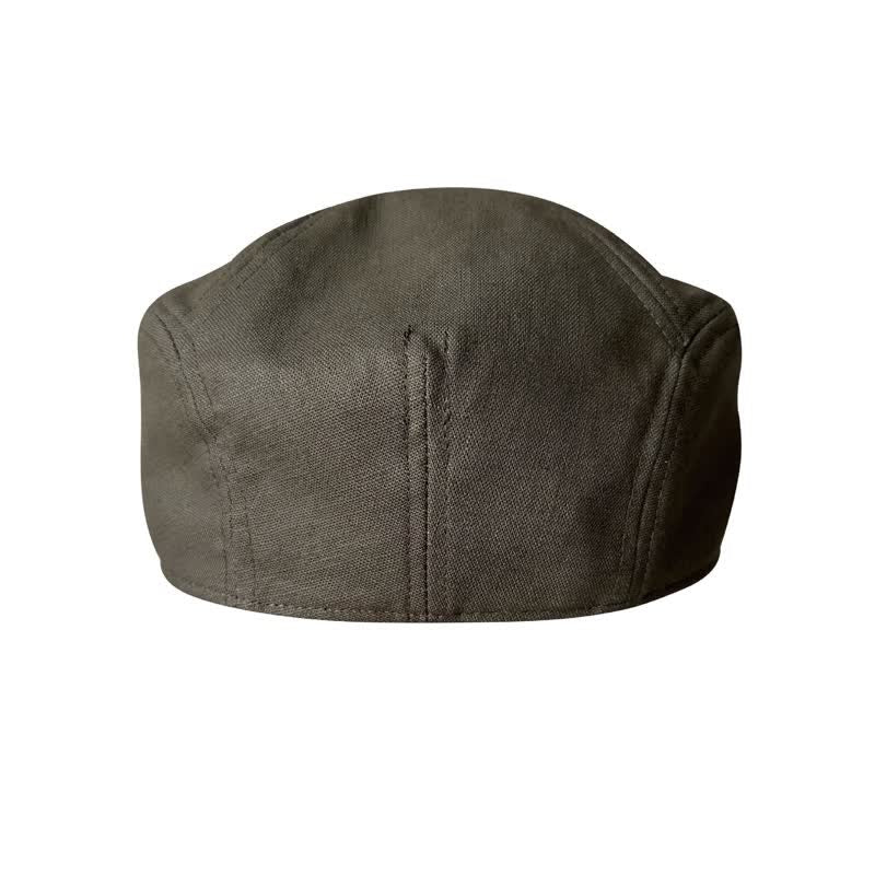 Boina plana de lino transpirable de color verde militar