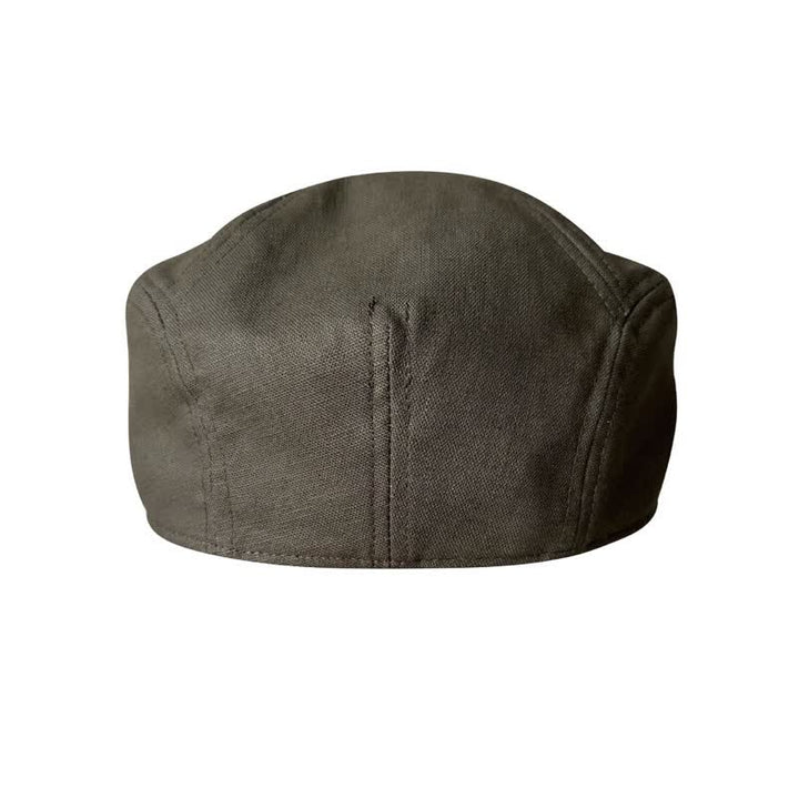 Boina plana de lino transpirable de color verde militar