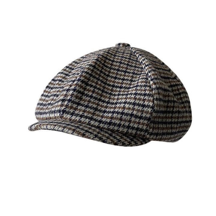 Gorra tipo boina de repartidor de periódicos con cuadros de pata de gallo