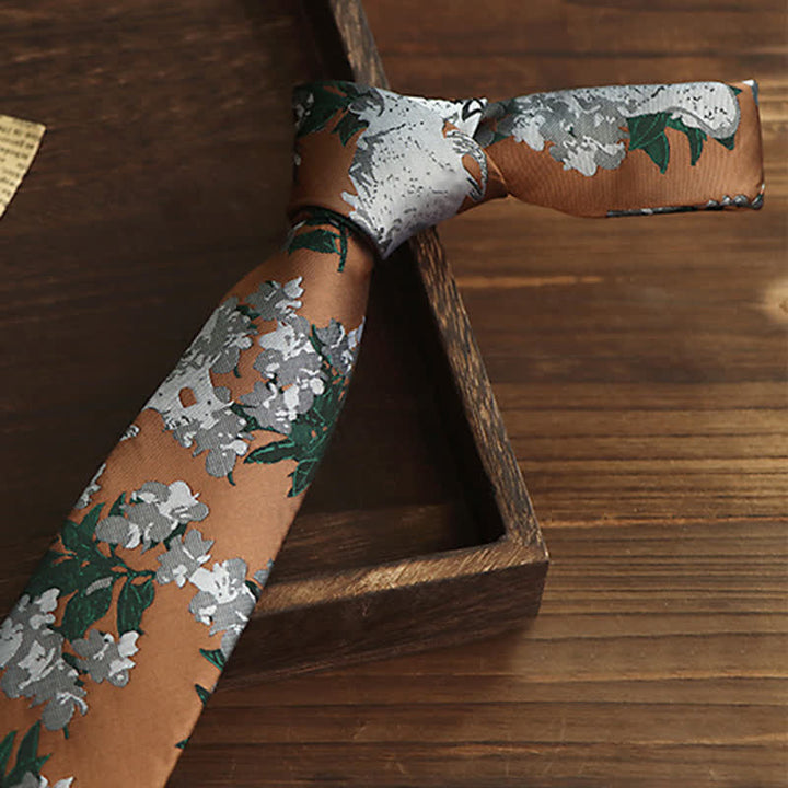 Corbata botánica con diseño de lobo novedoso para hombre de Tawny & Gray