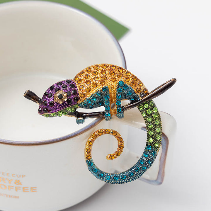 Broche de lagarto camaleón colorido para mujer