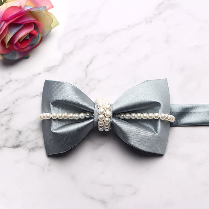 Pajarita con cadena y decoración de perlas para hombre