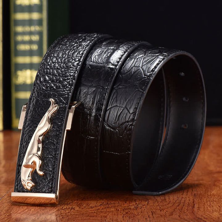 Cinturón de cuero con hebilla de leopardo para hombre, de lujo, para negocios