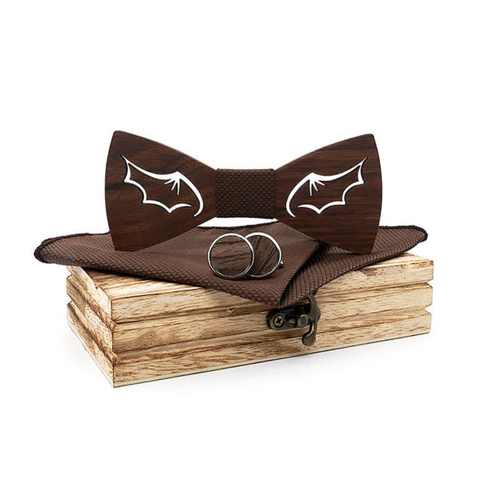 Juego de 3 pajaritas de madera con alas de demonio para hombre