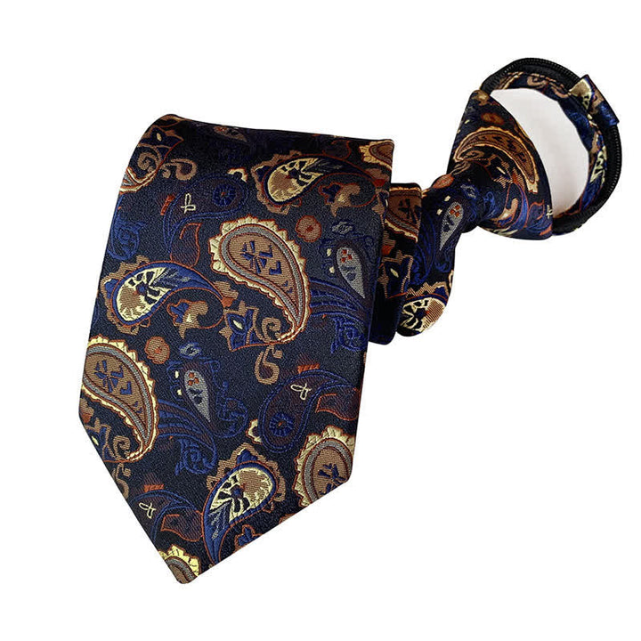 Corbata con cremallera y diseño retro de cachemira para hombre