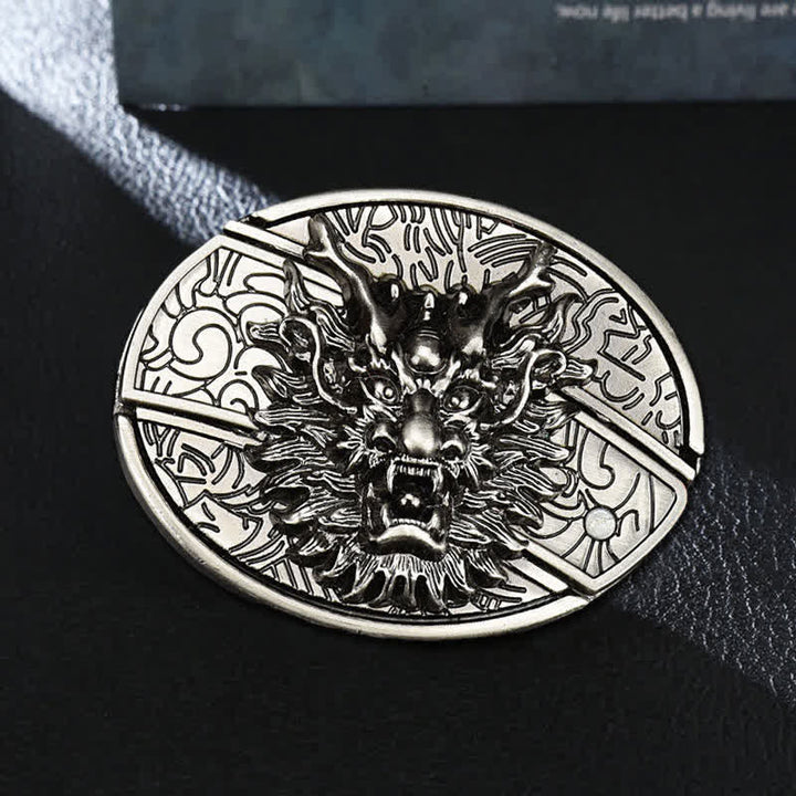 Cinturón de cuero con cuchillo plegable oculto Brave Dragon para hombre