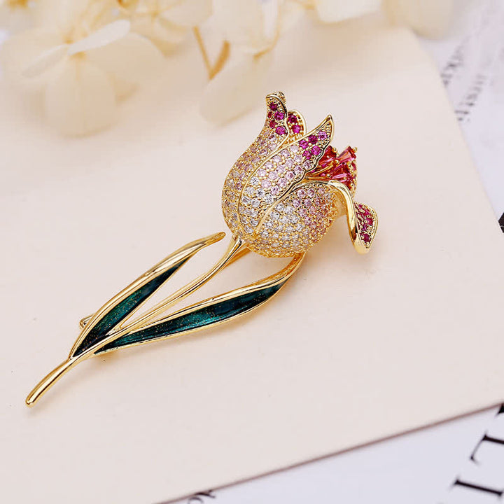 Broche de tulipán Deep Love para mujer