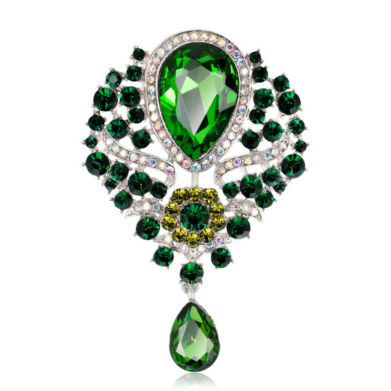 Broche de cristal transparente con forma de flor y gota de agua para mujer.