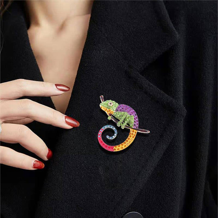 Broche de lagarto camaleón colorido para mujer