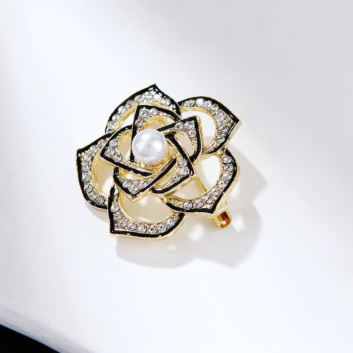 Broche de camelia hueca decorativa para mujer