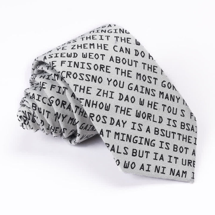 Corbata informal creativa con letras en inglés para hombre