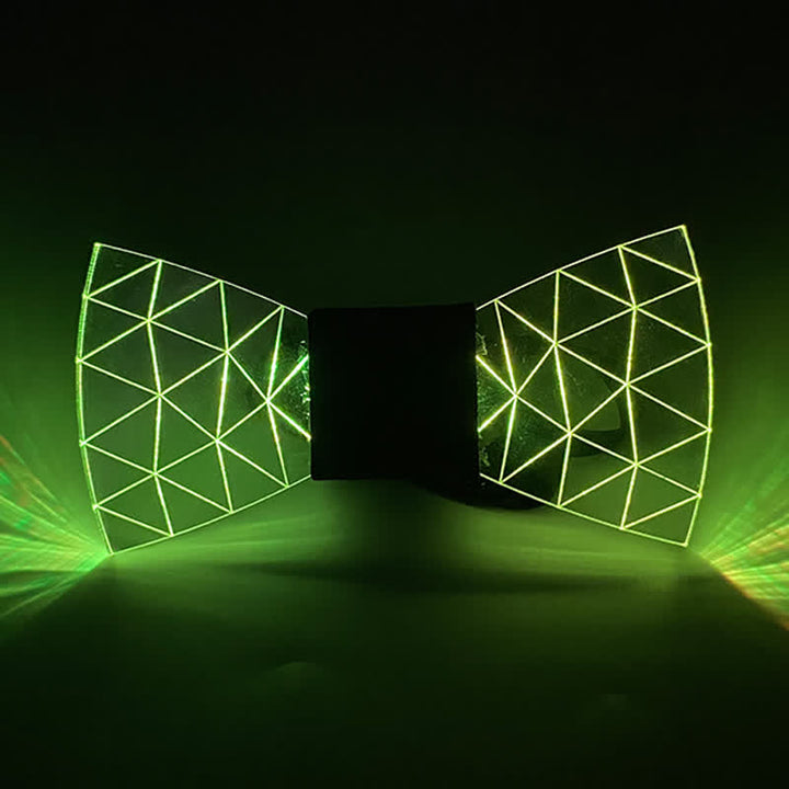 Pajarita acrílica con diseño de diamantes y luces LED de neón de 7 colores