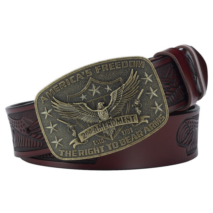 Cinturón de cuero retro con águila americana y libertad para hombre