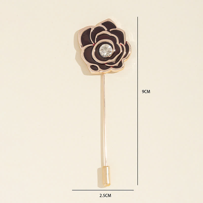 Broche de flor de rosa negra para mujer
