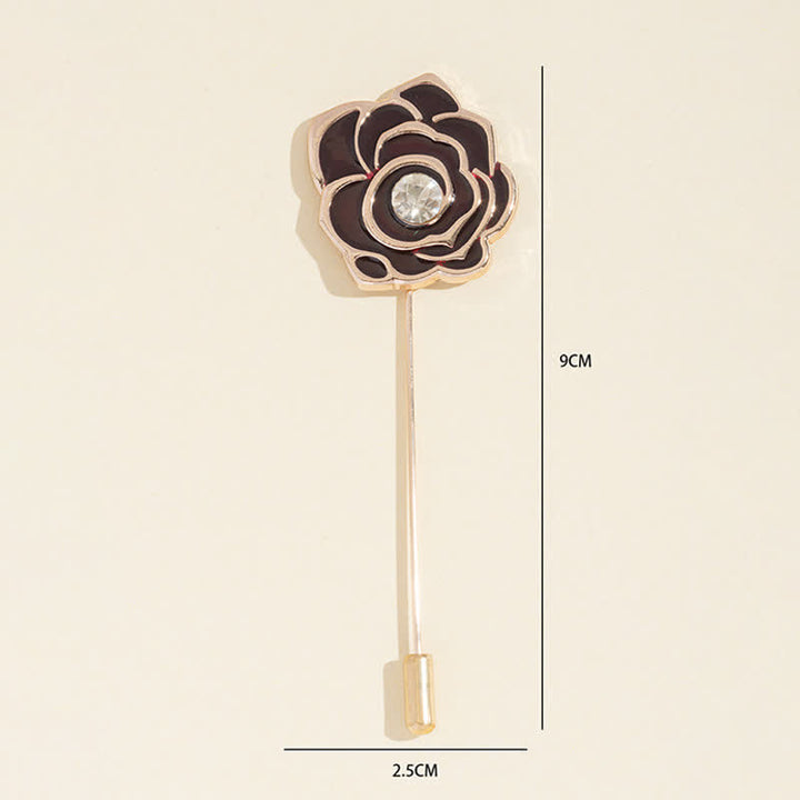 Broche de flor de rosa negra para mujer