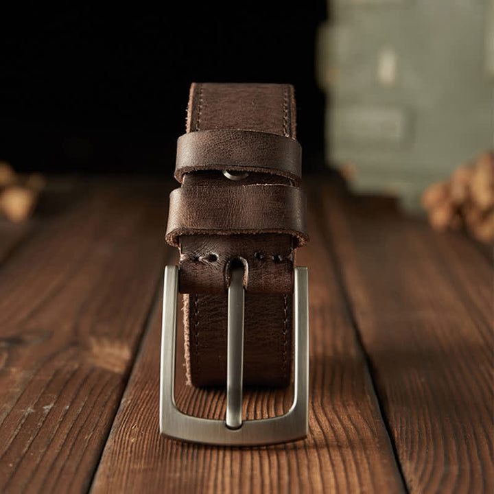 Cinturón clásico de cuero vaquero texturizado para hombre