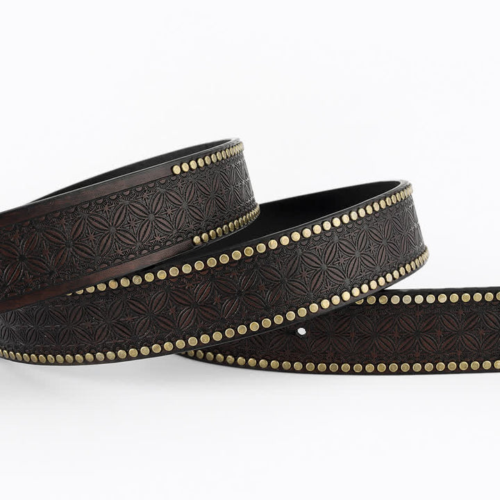 Cinturón de cuero con flores turquesas de estilo bohemio para hombre