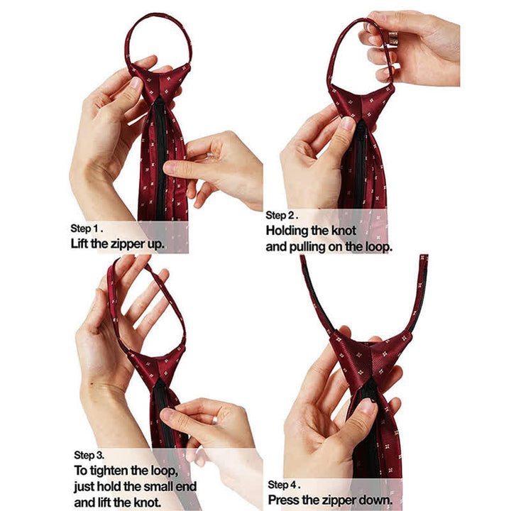 Corbata de negocios con cremallera y rayas a cuadros para hombre