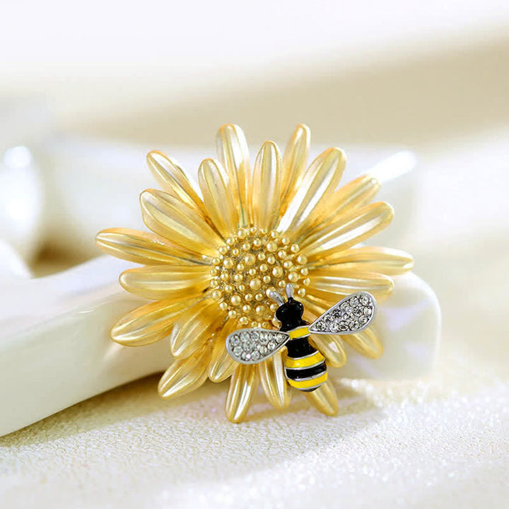 Broche de abeja y girasol dulce para mujer