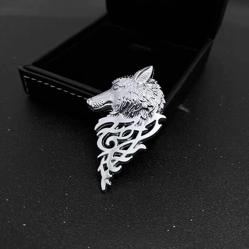 Broche glamoroso con cabeza de lobo hueca para hombre