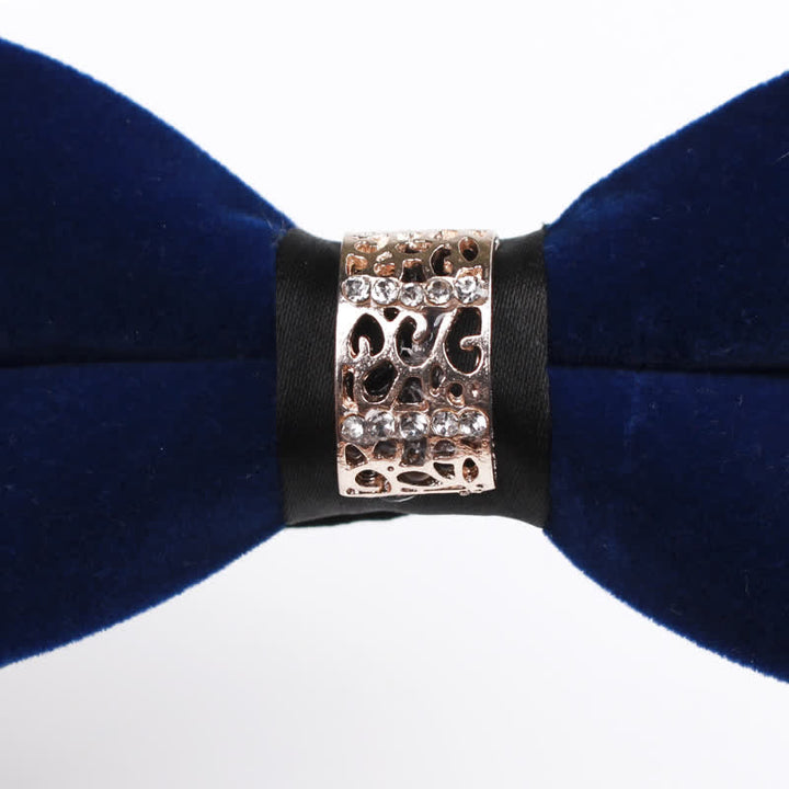 Pajarita de terciopelo con parches de diamantes de imitación para hombre