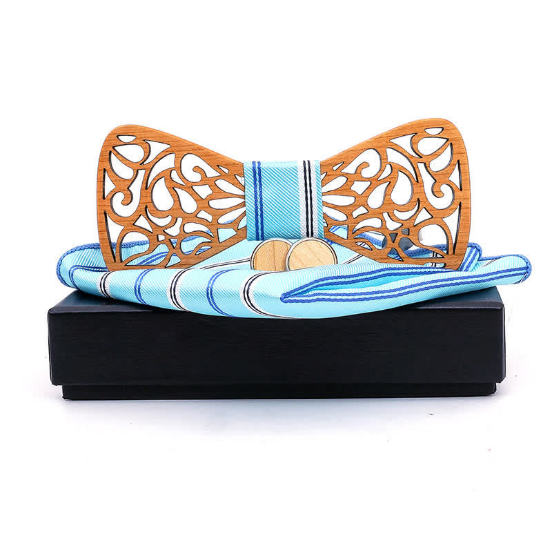 Juego de 3 pajaritas de madera huecas vintage para hombre
