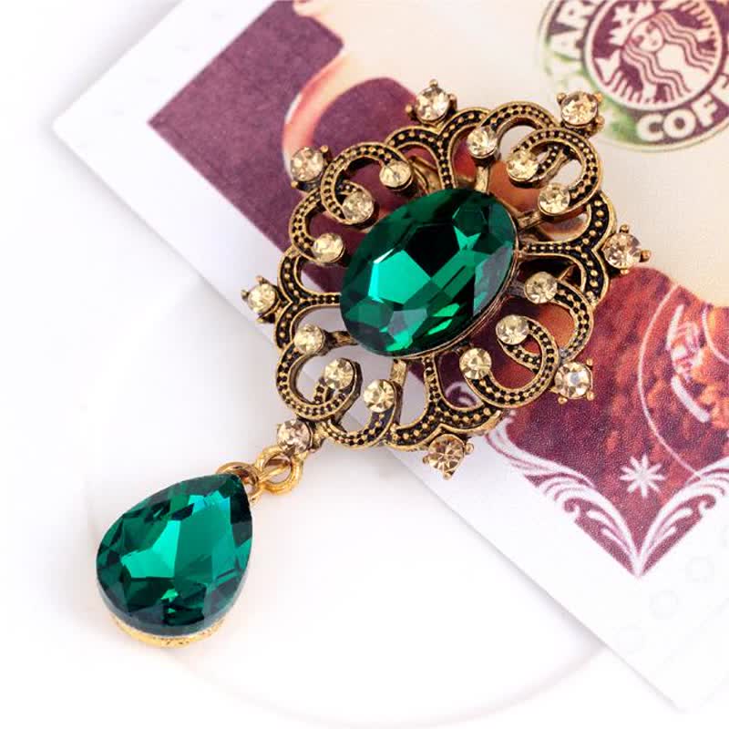 Broche antiguo adornado con forma de gota de agua para mujer