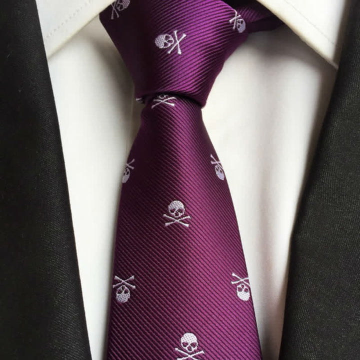 Corbata de hombre con huesos cruzados y esqueleto de Halloween 