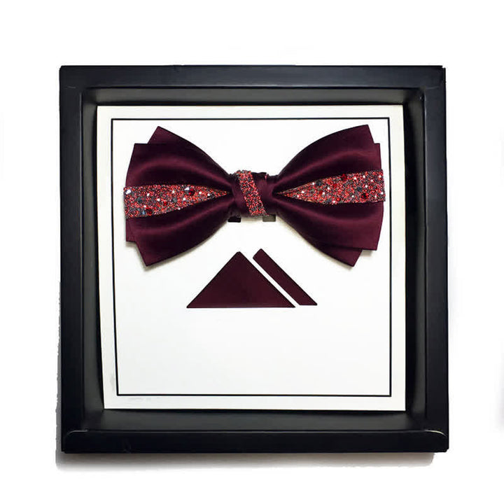 Pañuelo de bolsillo con lazo y diamantes de imitación en color rojo para hombre