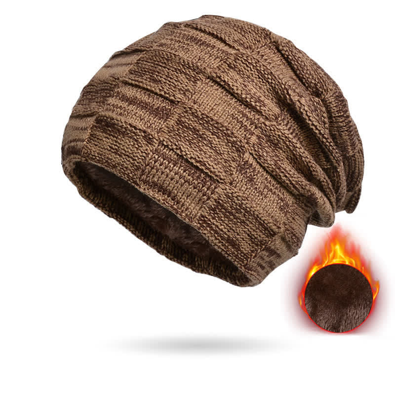Conjunto de gorro y bufanda de punto a cuadros para invierno