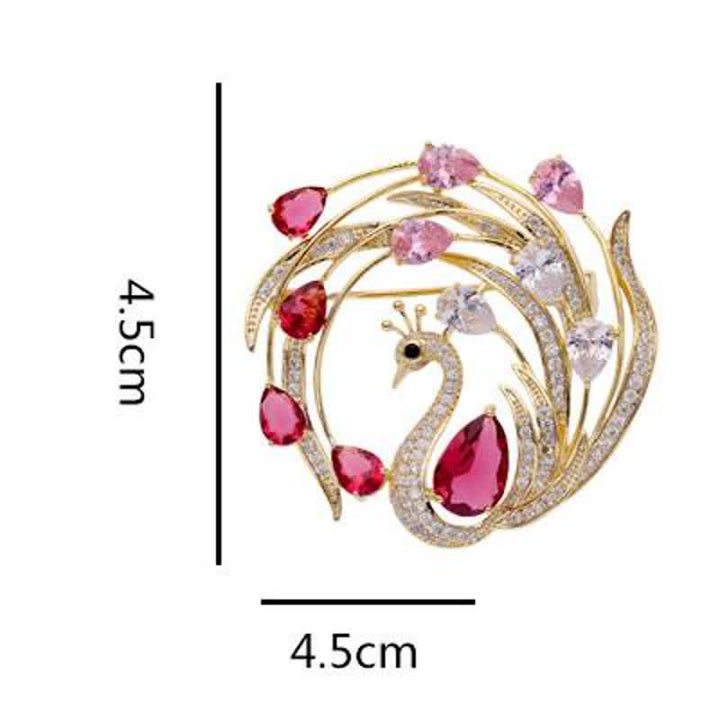 Broche de pavo real adornado con fénix para mujer