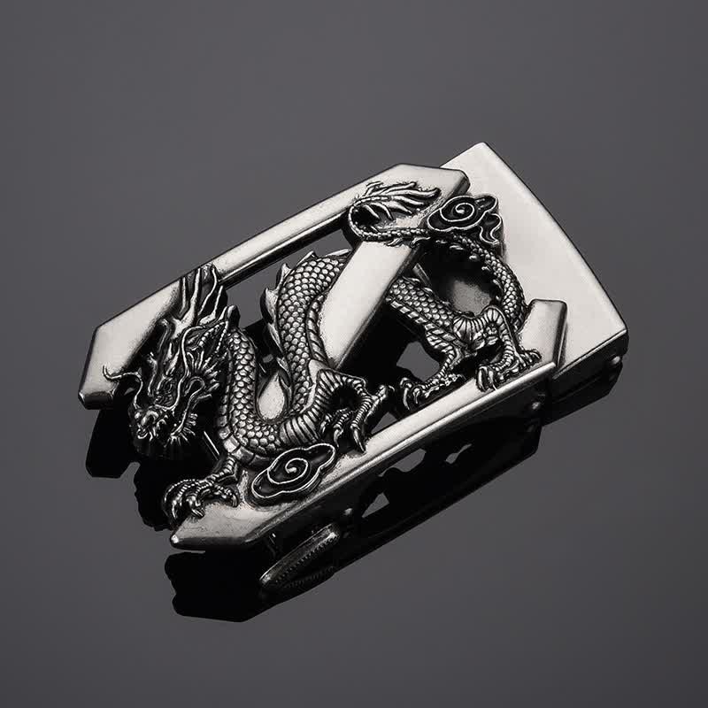 Cinturón de cuero con hebilla automática con diseño de dragón y letra Z para hombre