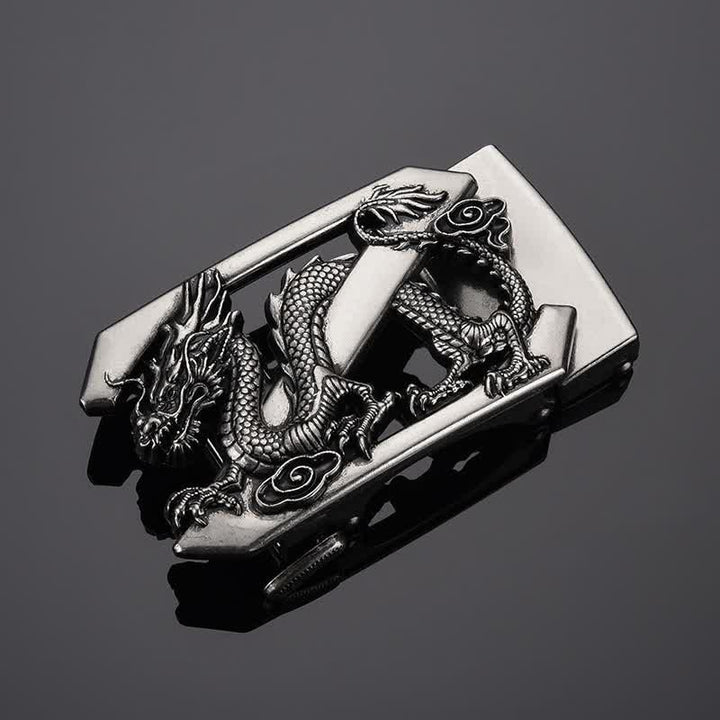 Cinturón de cuero con hebilla automática con diseño de dragón y letra Z para hombre