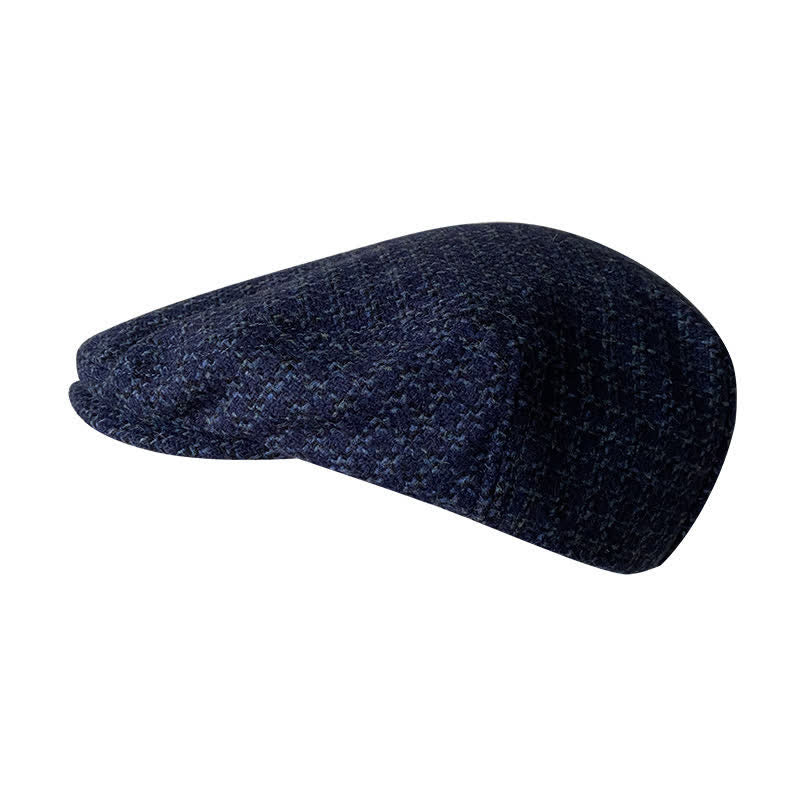 Boina de cuadros azul marino para otoño e invierno