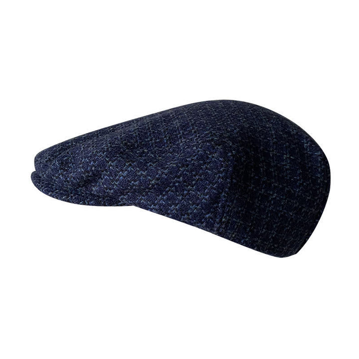 Boina de cuadros azul marino para otoño e invierno