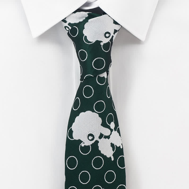 Corbata de oveja verde y blanca para hombre