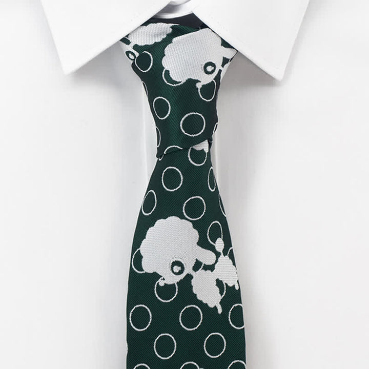 Corbata de oveja verde y blanca para hombre