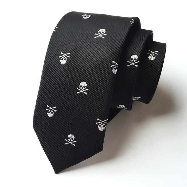 Corbata de hombre con huesos cruzados y esqueleto de Halloween 