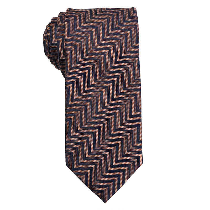 Corbata de cuadros micro de la serie Coffee Brown para hombre 