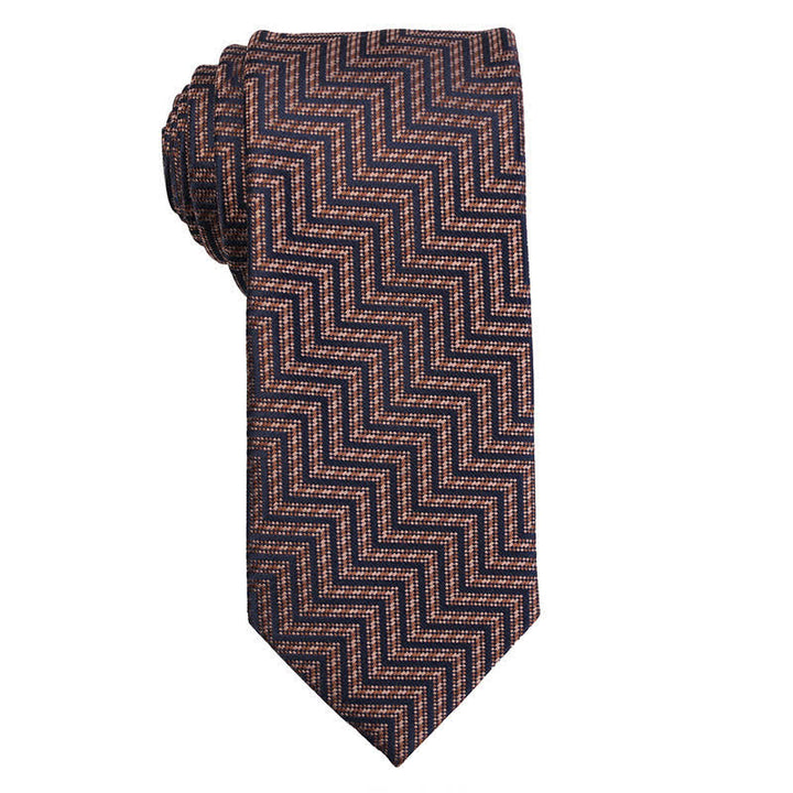 Corbata de cuadros micro de la serie Coffee Brown para hombre 