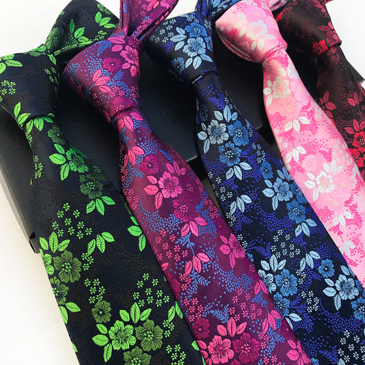 Conjunto de 2 corbatas florales con flores de ciruelo para hombre