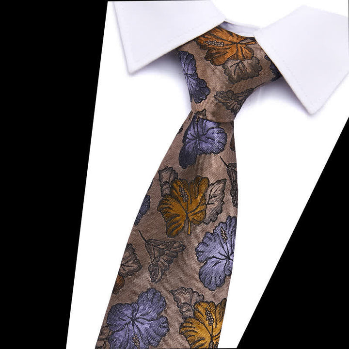 Corbata floral con hojas botánicas para hombre
