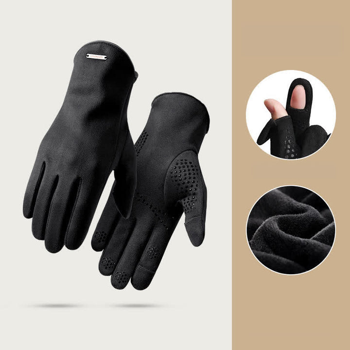 Guantes térmicos de terciopelo con dedos separados de gamuza