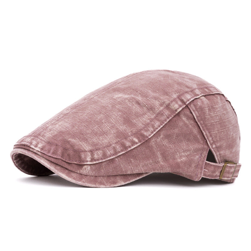 Boina de algodón puro estilo británico lavado para primavera y verano - Rosa - Ajustable (22"-24") - image 11