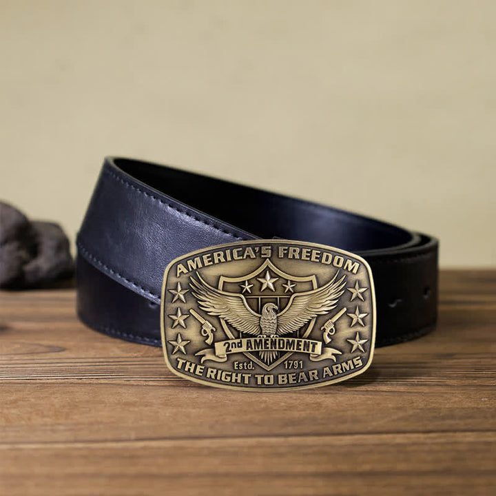 Cinturón de cuero con hebilla de águila americana para hombre, hecho a mano